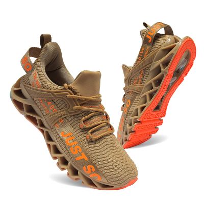 COKAFIL Mens Walking Shoes Running Athletic Fashion Tennis Blade Sneakers, Gold, 7
