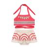 ACSUSS Infant Baby Girls Princess Mona Swimsuit 2PCS Tankini Swimwear Halter Crops Tops with Tutu Skirt Beachwear Red(Briefs) 3-4 view 1