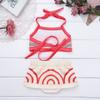 ACSUSS Infant Baby Girls Princess Mona Swimsuit 2PCS Tankini Swimwear Halter Crops Tops with Tutu Skirt Beachwear Red(Briefs) 3-4 view 2