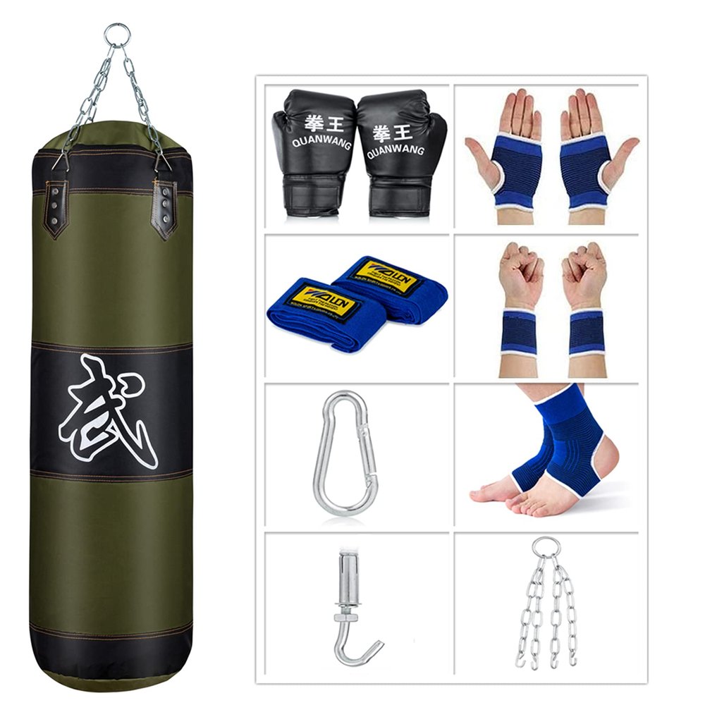 SFEEXUN Punching Bag for Man Women Youth Teens, Indoor/Garden Boxing Bag Unfilled Heavy Bag Set with Punching Gloves, Chain, Ceiling Hook for MMA, Kickboxing, Muay Thai, Karate, Taekwondo