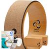 Deluxe Cork Yoga Wheel Set - Cork Wheel + 2 Blocks + Strap + Exercise Guide. Extra Firm Bricks. Better Support, Natural and Eco-Friendly. Home Exercise Kit. Ideal for Women Yogis. view 1