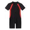 Agoky Kids Girls One-Piece Swimsuit Swimwear Short Sleeves Zippered Shorty Wetsuit Rash Guard Bathing Suit Black 10-12 view 2