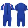 Agoky Kids Girls One-Piece Swimsuit Swimwear Short Sleeves Zippered Shorty Wetsuit Rash Guard Bathing Suit Blue 10-12 view 1