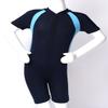 Agoky Kids Girls One-Piece Swimsuit Swimwear Short Sleeves Zippered Shorty Wetsuit Rash Guard Bathing Suit Navy Blue 10-12 view 4