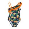 FEESHOW Toddler Girls One Piece Polka Dot Swimsuit Swimwear Bathing Suit Orange One Shoulder 3-4 view 3