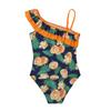 FEESHOW Toddler Girls One Piece Polka Dot Swimsuit Swimwear Bathing Suit Orange One Shoulder 2-3 view 4