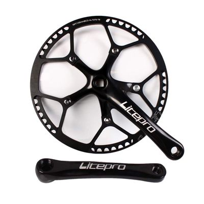BUCKLOS Folding Bike 130 BCD Crank, Round Single Speed Chainring 45T 47T 53T 56T 58T, Bicycle Black Aluminium Alloy Ultralight Sprocket Crankset, Fit 14'' 16'' 20'' Folding Bike