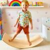 WOOD CITY Wobble Board, Wooden Balance Board Kids for Toddlers & Adults, Curvy Rocker Board for Yoga and Exercise Indoor & Outdoor, Open Ended Learning Toy Gift view 1