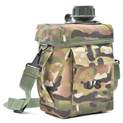 JFFCESTORE Military Canteen Squared Insulated Camouflage Bag Carrier Cover Canteen 2qt Capacity PVC Water Bottle Pouch for Hiking Camping (Camo)