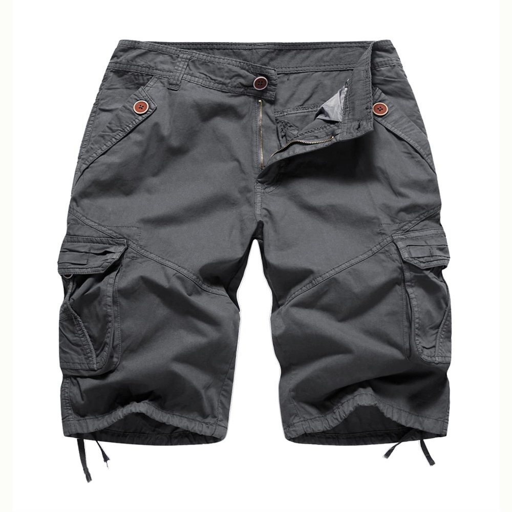 FOURSTEEDS Women's Relaxed Fitted Multi-Pockets Camouflage Twill Cotton Tactics Bermuda Cargo Shorts Dark Grey US 12