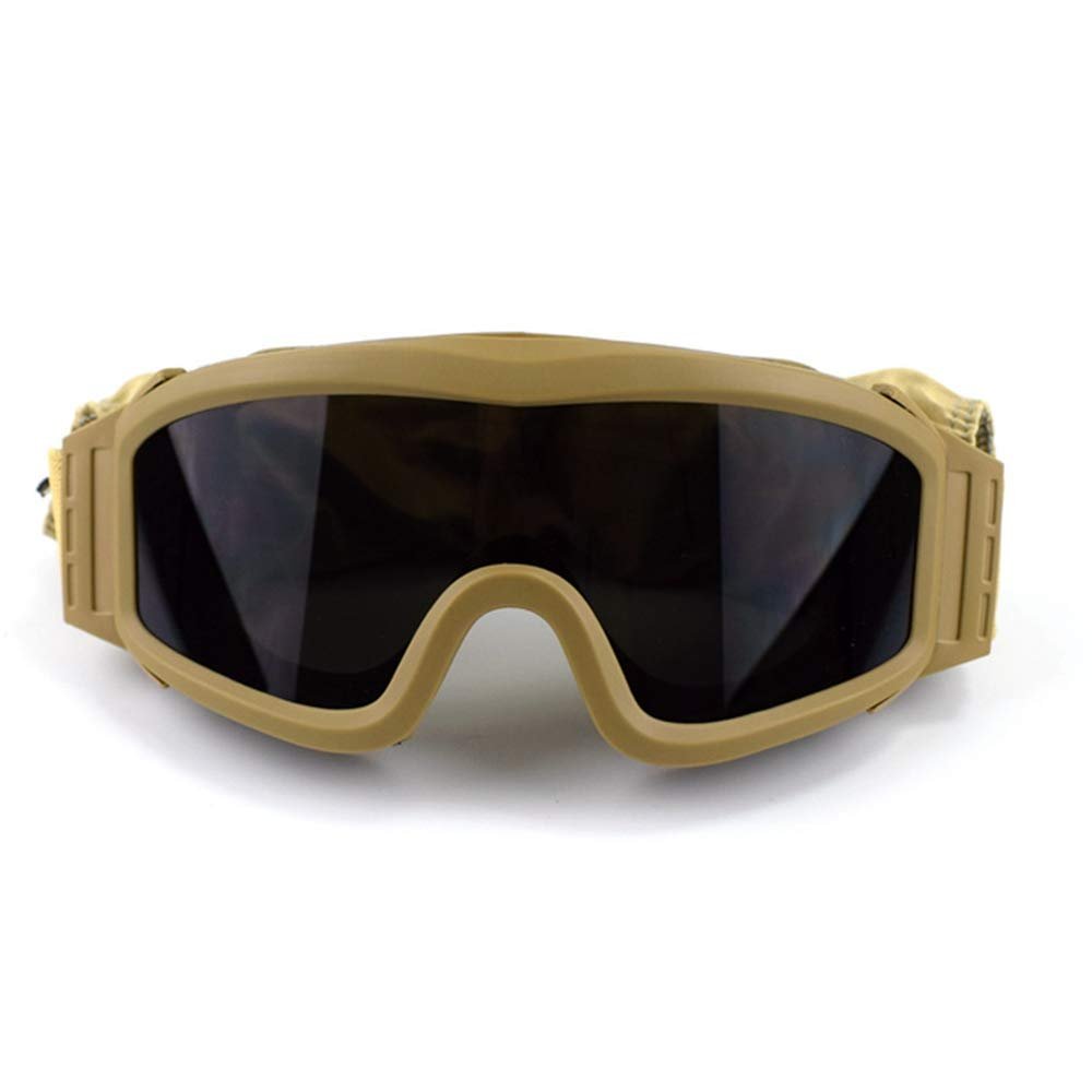Airsoft Goggles Tactical Safety Glasses with 3 Interchangeable Lenses Anti Fog (Tan)