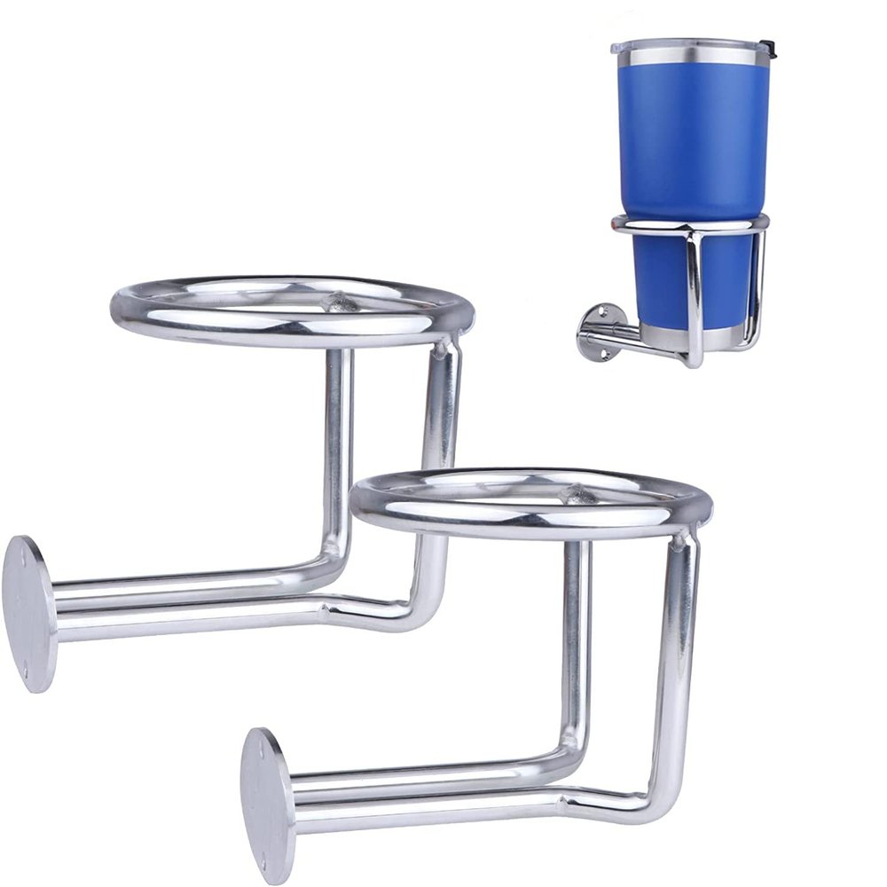 2 Pack Boat Cup Holders,Stainless Steel Ring Drink Holder,Ringlike Wall Mounted Cup Holder for Marine Boat Yacht