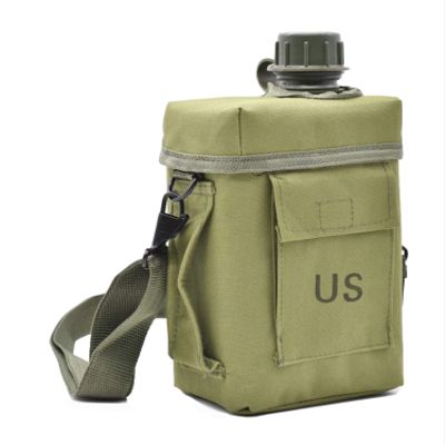 JFFCESTORE Military Canteen Squared Insulated Camouflage Bag Carrier Cover Canteen 2qt Capacity Water Bottle pouch for Hiking Camping (OD Green)
