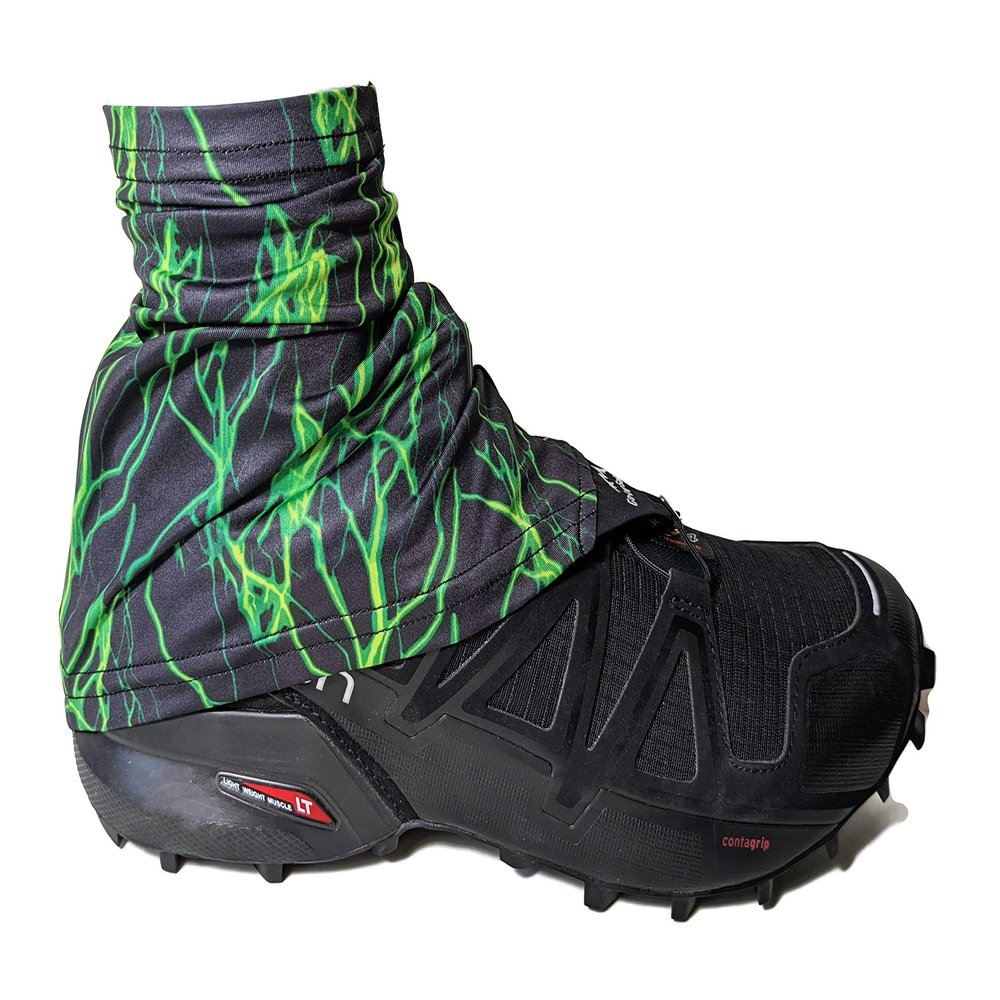 Wapiti Designs Go-Long Gaiters Trail Running Shoe Gaiters for Running, Hiking, or Long Distance Backpacking (Green Lightning, S/M)