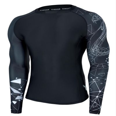 ADOREISM Quick-Dry Men's Long Sleeve Rash Guard UPF 50+ Compression Swim Shirt (Lined Cobra, 3XL)