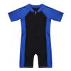 ACSUSS Girls Boys Short Sleeves Rash Guard Unisex Kids One-Piece Zippered Jumpsuit Swimwear Bathing Suit Blue&Black 10 Years view 1