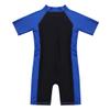 ACSUSS Girls Boys Short Sleeves Rash Guard Unisex Kids One-Piece Zippered Jumpsuit Swimwear Bathing Suit Blue&Black 10 Years view 2