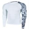 ADOREISM Quick-Dry Men's Long Sleeve Rash Guard UPF 50+ Compression Swim Shirt (White Tiger, 3XL) view 1