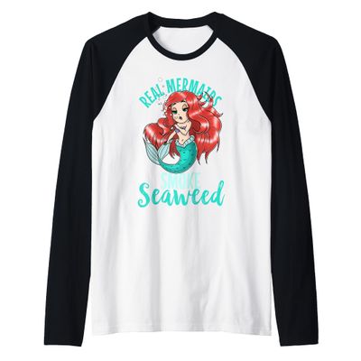 Real Mermaids Smoke Seaweed Adult Women Pot Smoker Gift Raglan Baseball Tee