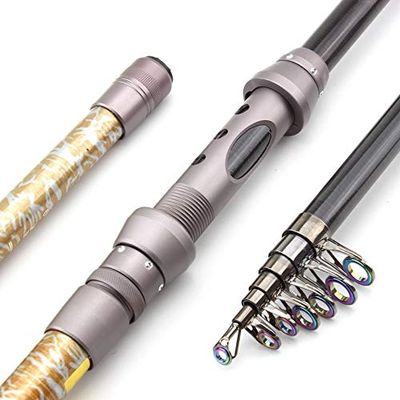 1.8M 2.1M 2.4M 2.7M 3.0M 3.3M 3.6M Fishing Rod Carbon Fiber Fish Pole Travel Sea Fishing Tackle Spinning Rod Outdoor Angling (3.0 m)