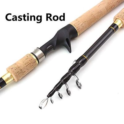 1.8m-2.7m Spinning Casting Rods Wooden Handle Carbon Fishing Rod Bass Fishing Tackle Lure Rods Telescopic Fishing Pole (Casting Rod 2.7m)