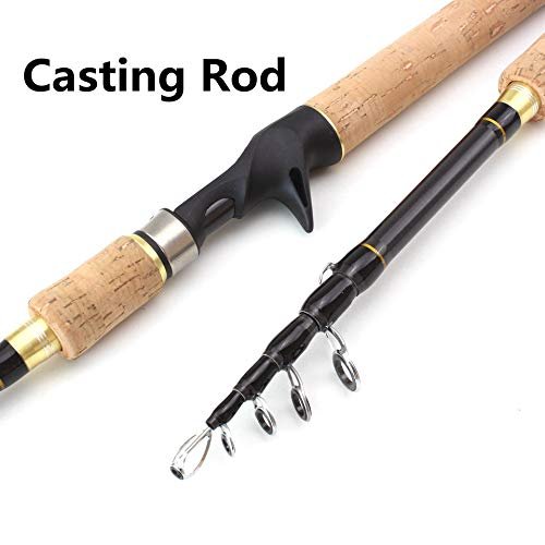 1.8m-2.7m Spinning Casting Rods Wooden Handle Carbon Fishing Rod Bass Fishing Tackle Lure Rods Telescopic Fishing Pole (Casting Rod 2.7m)