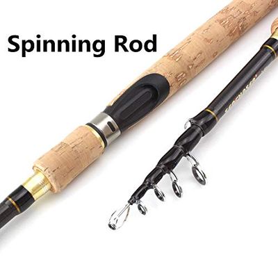 1.8m-2.7m Spinning Casting Rods Wooden Handle Carbon Fishing Rod Bass Fishing Tackle Lure Rods Telescopic Fishing Pole (Spinning Rod 2.7 m)