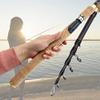 1.8m-2.7m Spinning Casting Rods Wooden Handle Carbon Fishing Rod Bass Fishing Tackle Lure Rods Telescopic Fishing Pole (Casting Rod 2.4m) view 3