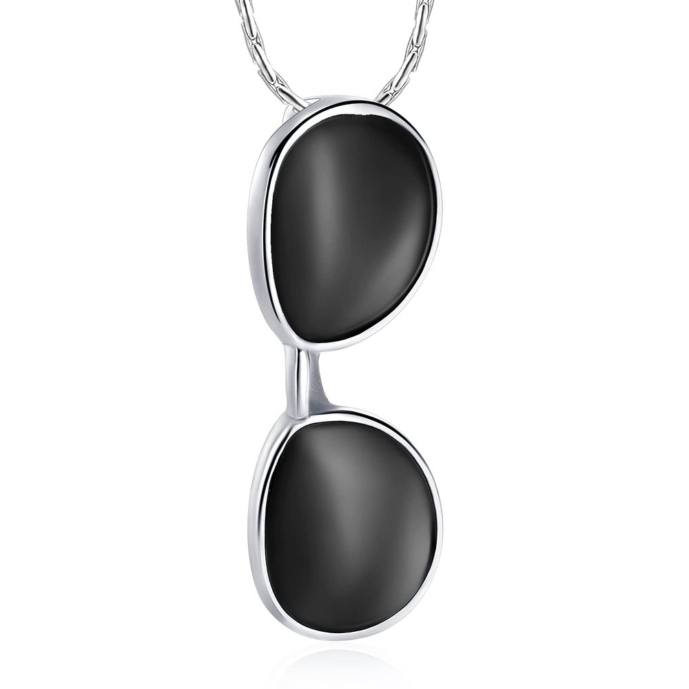 constantlife Cremation Memorial Necklace Ashes Jewelry Stainless Steel Sunglasses Design Pendant Urn Keepsake (Black)