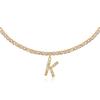 LecAit Sideways Initial K Necklace 18K Gold Plated Rhinestone Tennis Chain Letters Pendant Necklace Script Name Monogram Necklaces for Women view 1