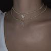LecAit Sideways Initial K Necklace 18K Gold Plated Rhinestone Tennis Chain Letters Pendant Necklace Script Name Monogram Necklaces for Women view 2
