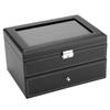 Home Furnishing Plaza Watch Box 20 Mens Case Glass Top Display Organizer Lockable Black Stylish Watch Box Watch Organizer Case, Exquisite Birthday Presents MITPATY view 1