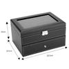 Home Furnishing Plaza Watch Box 20 Mens Case Glass Top Display Organizer Lockable Black Stylish Watch Box Watch Organizer Case, Exquisite Birthday Presents MITPATY view 3