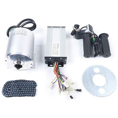 Electric DC Motor Brushless Motor & Speed Controller 4300RPM Electric Scooter E-Bike Mini Electric Car DIY BLDC Brushless Motor Kit + LCD Throttle + T8F Crankset + T8F Chain (DC 48V 2000W)