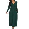 LILBETTER Women's Solid Long Maxi Casual Dress Deep V Neck Long Sleeve with Pockets Basic Dresses(Dark Green X-Large) view 1