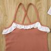 Toddler Kid Baby Girls One-Piece Swimsuit Halter Sleeveless Swimwear Ruffled Floral Beachwear Bathing Suit 1-6T (Dark Orange, 5-6Y) view 3