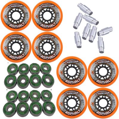Labeda Asphalt Outdoor Inline Hockey Wheels (80mm, 8-Pack W/Bearings and Spacers)