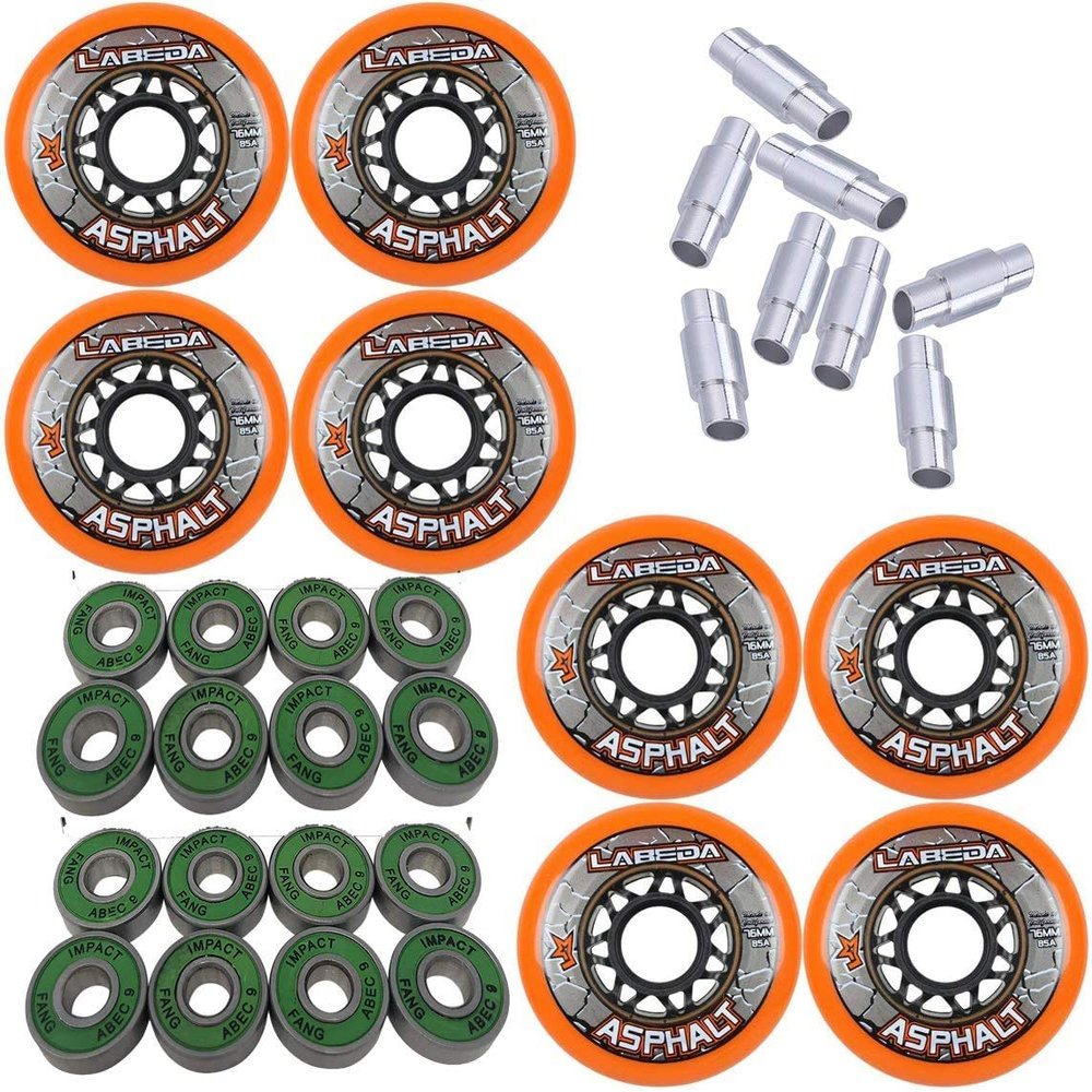 Labeda Asphalt Outdoor Inline Hockey Wheels (80mm, 8-Pack W/Bearings and Spacers)