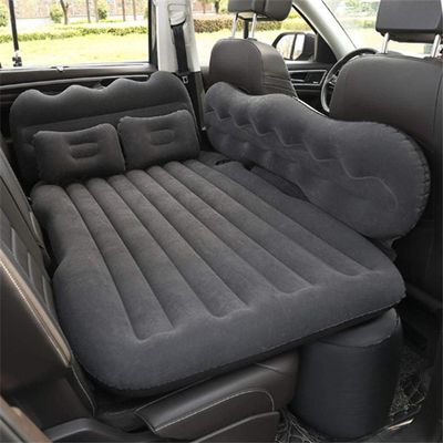 WSJYP Air Mattress, Thickened Flocking Travel Mattress, Camping Air Bed, SUV Rear Seat Car Mattress, with Air Pump,Black