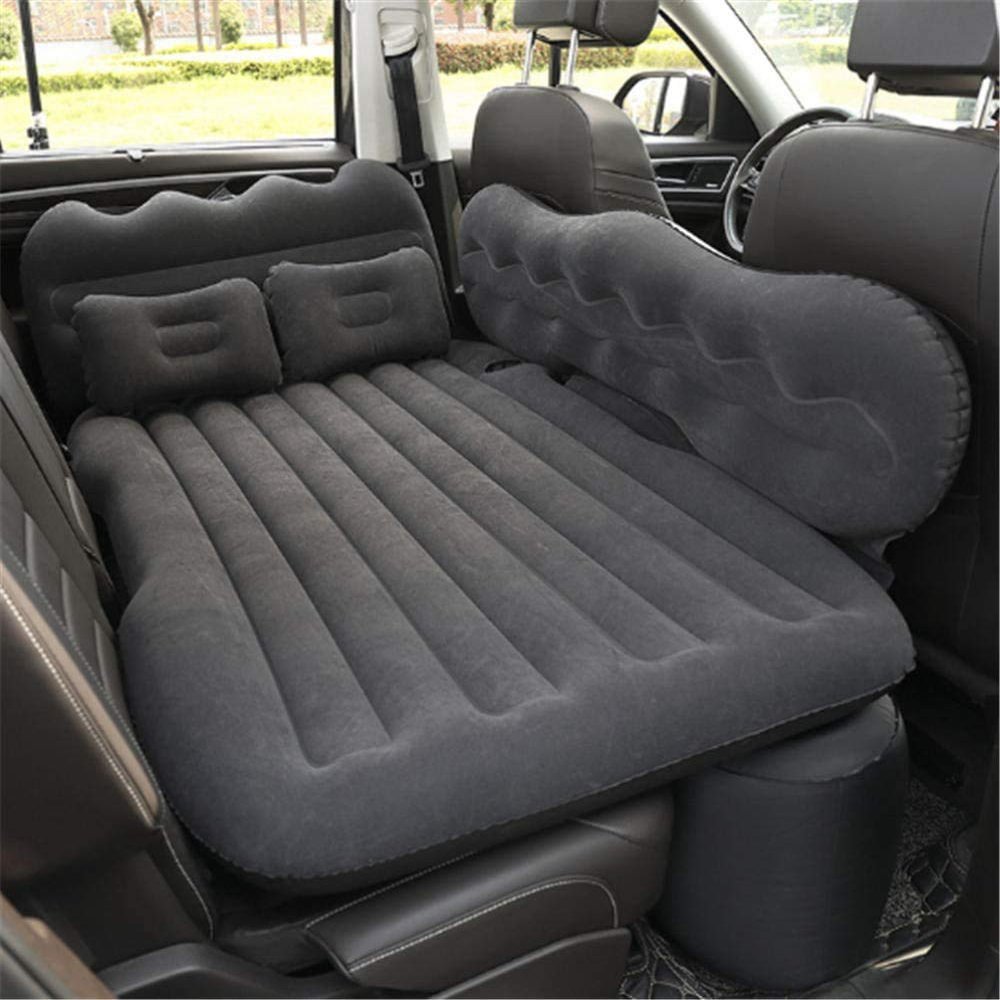 WSJYP Air Mattress, Thickened Flocking Travel Mattress, Camping Air Bed, SUV Rear Seat Car Mattress, with Air Pump,Black