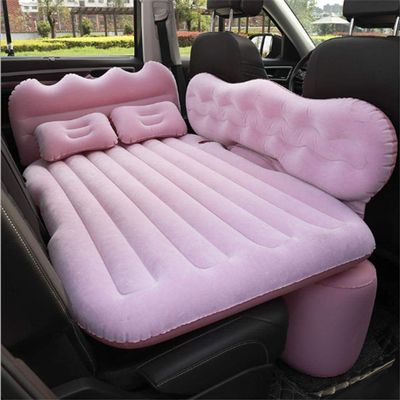WSJYP Air Mattress, Thickened Flocking Travel Mattress, Camping Air Bed, SUV Rear Seat Car Mattress, with Air Pump,Pink