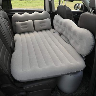 WSJYP Air Mattress, Thickened Flocking Travel Mattress, Camping Air Bed, SUV Rear Seat Car Mattress, with Air Pump,Grey