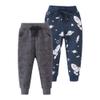 Azalquat Toddlers Boys Cotton Pull-On Sweat Pants, Cartoon Print Jog Sweatpants 2-Pack (Dinosaurs & Rockets, 2-3T)