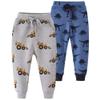 Azalquat Toddlers Boys Cotton Pull-On Sweat Pants, Cartoon Print Jog Sweatpants 2-Pack (Dinosaurs & Car, 18-24 Months)