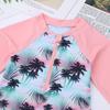 ACSUSS Infant Baby Girl Swimsuit Long Sleeve Floral Rash Guard UPF 50+ Sun Protection Swimwear Palm Pink 11-12 view 3