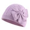 JANGANNSA Winter Warm Knitted Baby Hat for Girls Cotton Lined Infant Toddler Hat Autumn Cute Bow Classic Girls Beanie 0-6Y (Purple, L) view 1