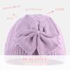 JANGANNSA Winter Warm Knitted Baby Hat for Girls Cotton Lined Infant Toddler Hat Autumn Cute Bow Classic Girls Beanie 0-6Y (Purple, L) view 3