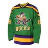 EETUG Mighty Ducks Jersey #96 Charlie Conway #99 Adam Banks #33 Greg Goldberg #66 Gordon Bombay Movie Hockey Jersey White Green (66 Green, Small) view 3