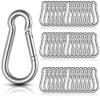 60Pcs Stainless Steel Carabiner Clip Spring-Snap Hook 1/4 in, M6 x 2 3/8 Inch Small Heavy Duty Carabiner Clips for Hammock, Punching Bag, Swing, Gym view 1