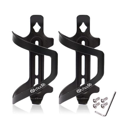 Chooee Bike Water Bottle Holder Aluminum, Bicycle Water Bottle Cage for Road Bikes Mountain Bikes Black 2-Pack